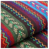 AMateschitz Vintage Jacquard Stoffe Ethnischer Stil Patchwork Stoffe Ethno Drucken Möbelstoff Exotischer Blumenmuster Dekostoffe Meterware, Für Heimdekoration Nähen Quilt DIY Grün-Braun-Rot 1M