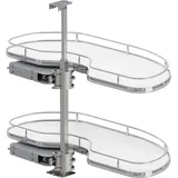 Karussell Eckschrank Cornerstone Maxx Set Planero - Schrankauszug Küche - Moderner Organizer Für Den Eckschrank, Kb 900mm Fb 450mm Rechts, Stahl/holz Weiß/chrom - Vauth-sagel