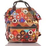 KMISSO City Backpack Pachwork Rucksack Blumen Bunt Himmelblau