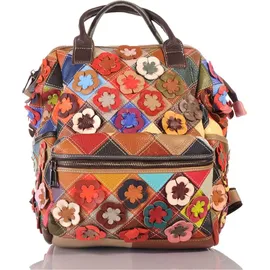 KMISSO City Backpack Pachwork Rucksack Blumen Bunt Himmelblau