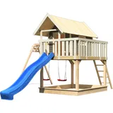 KARIBU Stelzenhaus »Fiete« mit Doppelschaukelanbau und Rutsche (terragrau)