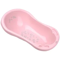 Lorelli Babybadewanne, 84 cm lang, Ablagefächer, ergonomische Form, ab Geburt rosa Sterne