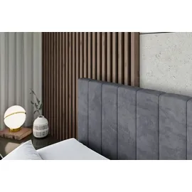 altdecor BOXBETT mit Matratze und Lattenrost, - EDITA - 160x200 cm - H4 - Dunkelgrau