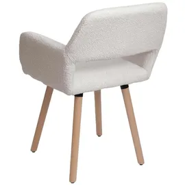 Mendler 6er-Set Esszimmerstuhl HWC-A50 II, Stuhl Küchenstuhl Polsterstuhl, Holz Stoff/Textil Bouclé (450g/m2) FSC® ~ creme