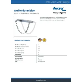 FETRA Wandhalterung Stahlblech 140 mm