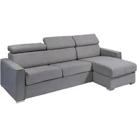 Vente-unique - Ecksofa mit Matratze - Ecke wechselbar - Stoff - Grau - Liegefläche 160 cm - Matratze 14 cm - vizir