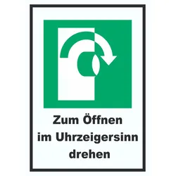 Zum Öffnen im Uhrzeigersinn drehen A5 (148x210mm) Schild