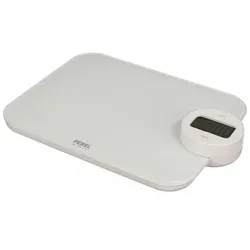 Perel Küchenwaage, digital, max. 5 kg, ohne Batterien, Tara-Funktion, automatische Abschaltung, LCD-Anzeige, Überlastwarnung, Weiß