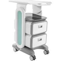Medizinwagen mit 2 Schubladen und oberer Ablage, Laborwagen ABS Kosmetikwagen Salonwagen 60 kg belastbarer Servierwagen Medizinischer Wagen für Labor, Klinik, Krankenhaus, Salon