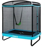 Costway 2 in 1 Kindertrampolin mit Schaukel, Gartentrampolin rechteckig mit Sicherheitsnetz