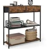 VASAGLE Konsolentisch schmal 24 x 76 x 80 cm vintagebraun-tintenschwarz