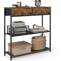 VASAGLE Konsolentisch schmal 24 x 76 x 80 cm vintagebraun-tintenschwarz