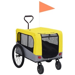 vidaXL Fahrradhundeanhänger 2-in-1 Fahrradanhänger für Hunde und Buggy Gelb und Grau gelb|grau