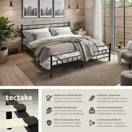 Tectake tectake® Metallbett, robustes Stahlgestell, bodenschonende Kunststoffkappen, 180 x 200 cm