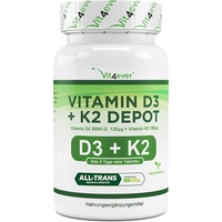 Vitamin D3 5000 IU & Vitamin K2 100mcg 180 Tabletten MK-7 Menachinon-7 D3 I.E.