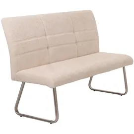 MCW Esszimmer-Set MCW-G55, 4er-Set Stuhl + Sitzbank 160cm, Edelstahl gebürstet Stoff/Textil Chenille ~ creme