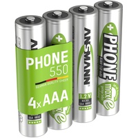 Ansmann Akku AAA Micro 550 mAh 1,2V NiMH für Schnurlostelefon 4 Stück - Wiederaufladbare Batterien mit geringer Selbstentladung maxE - Akkus für Festnetz Telefon schnurlos - Rechargeable Battery