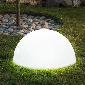 ETC Shop Solarleuchte Halbkugel Kugelleuchte Solar Außen Gartendeko Halbkugel, weiß, LED Leuchtmittel, d 20 cm, 2er Set