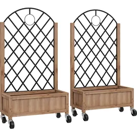 Outsunny Hochbeet Pflanzkasten mit Rolle 97 x 25 cm Braun