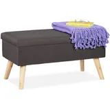 Relaxdays Truhenbank Gepolstert Silber 39 x 77 x 39 cm