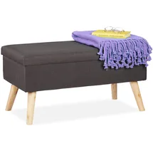 Relaxdays Truhenbank Gepolstert Silber 39 x 77 x 39 cm