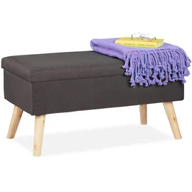 Relaxdays Truhenbank Gepolstert Silber 39 x 77 x 39 cm