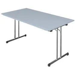 Lüllmann Klapptisch Besprechungstisch Kantinentisch Verkaufstisch Schreibtisch 140 x 70 cm Gestell Chrom / Platte Lichtgrau 350600