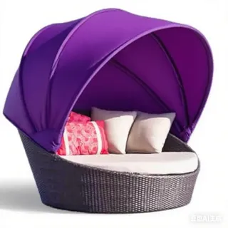Ersatzdach Rund Für Sonneninsel Garten – Robustes Sonnenschutzdach Für Sonneninsel Und Tagesbett, Rundes Outdoor Dachbezug Für Rattan Sonnenliege 168 Cm, Nur Baldachin-Purple