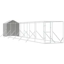vidaXL Outdoor-Hundezwinger mit Dach 2 x 14 x 2,5 m Stahl Silber