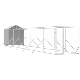 vidaXL Outdoor-Hundezwinger mit Dach 2 x 14 x 2,5 m Stahl Silber
