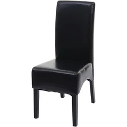 Esszimmerstuhl Crotone, Küchenstuhl Stuhl, Leder ~ schwarz, dunkle Beine