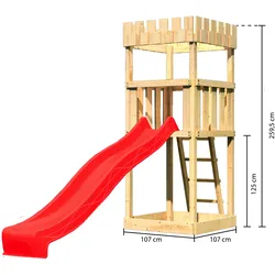 Akubi Kinderspielturm Ritterburg Löwenherz inkl. Wellenrutsche rot