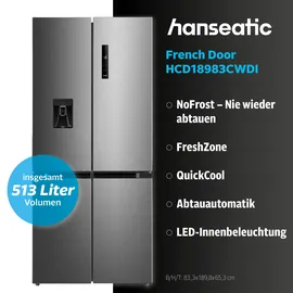 Hanseatic HCD18983CWDI Multi Door (513 l, 1898 mm hoch, Edelstahl)