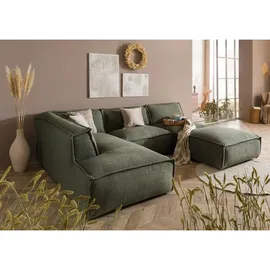 MASSIVMOEBEL24.DE Ecksofa, inkl. Hocker 285x220x79 Polyester grün RAVENNA