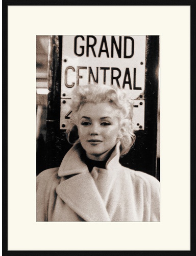 ANY IMAGE Digitaldruck »Marilyn Monroe, Grand Central Bahnhof«, Rahmen: Buchenholz, Schwarz