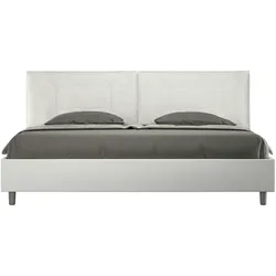 Kingsize-Doppelbett mit gepolstertem Behälter 200x200, weißem Kunstleder Annalisa Large