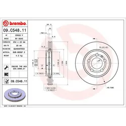 Bremsscheibe BREMBO 09C54811 hinten, belüftet, hochkarbonisiert, 1 Stück