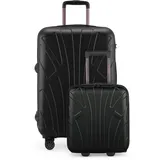 Suitline - Kofferset für EasyJet - Unter-Sitz Trolley kleines Handgepäck 45x36x20 cm + Check-In Reisekoffer für 15 kg Gepäck, ABS, 4 Rollen, TSA Schloss, Schwarz