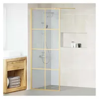 vidaXL Duschwand 80 x 195 cm Gehärtetes Glas goldfarben