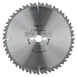 wolfcraft Kreissägeblatt, Serie Grün, Hartmetall Längsschnitt & Wechselverzahnung, verschiedene Maße