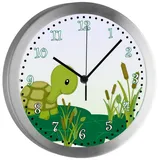 CreaDesign Funkwanduhr Funkuhr, Kinder Wanduhr, Kinderuhr, Kinderzimmer Schildkröte (geräuscharmes Uhrwerk) bunt