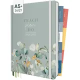 Häfft Häfft® Lehrer-Planer 2026/2027 – A5+ Format "Minty Leaves"