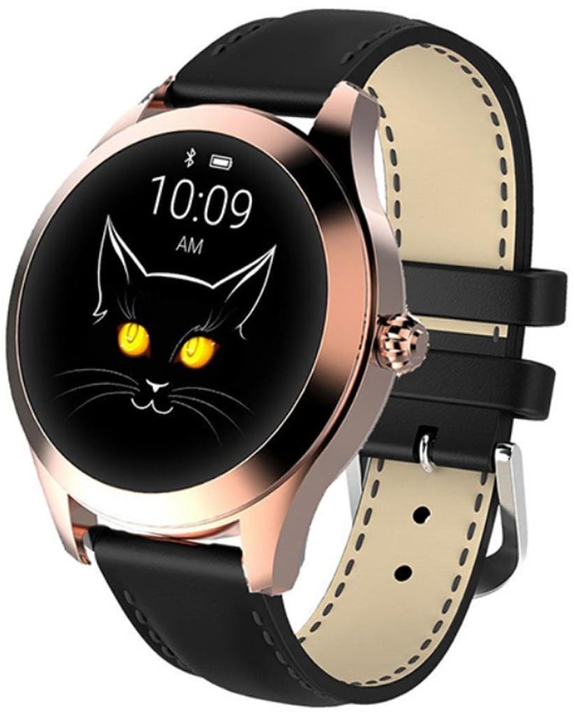 TPFNet Damen Smart Watch / Fitness Tracker IP68 - Kunstleder Armband - Android & IOS - Gold / Schwarz