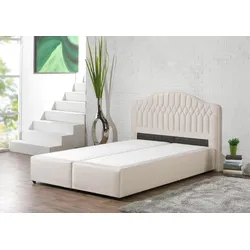 Boxspringbett MAINTAL, beige (creme), Liegefläche B/L: 140cm x 200cm, H3, Bonnell-Federkernmatratze, Seitliche Einfassung Unterbox und Obermatratze: Mikrovelours (100% Polyester), Spiegelfläche der Unterbox und Obermatratze: 100% Polyester, Komplettbetten, in diversen Ausführungen