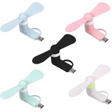 Mini-Handy-Lüfter,Mini-Handy-Ventilator,5 PCS Tragbarer Mini-USB-Handy-Lüfter,Tragbarer Kühler Rotierender Ventilator,USB Ventilator Klein Leise,2-in-1-Lüfter für Android-Telefone / Type-C-Telefone