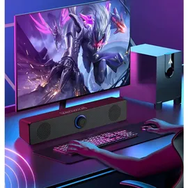 zenwire Mini-Soundbar - Computerlautsprecher - 2.0 USB - für Laptop und Computer - für PC - LED - 18 W - Schwarz