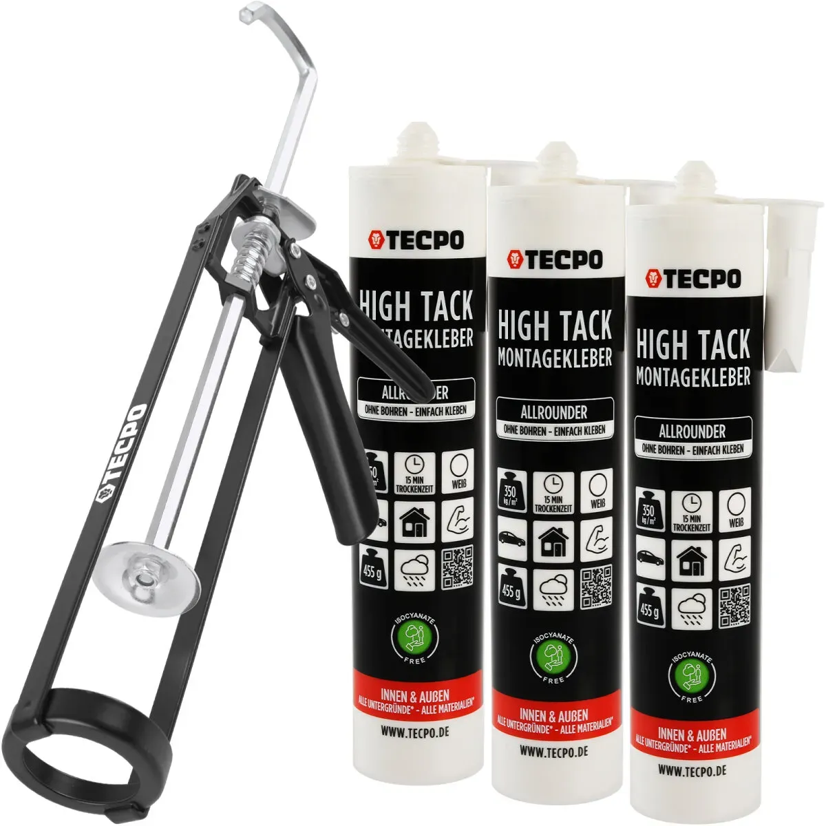 TECPO Allrounder Montagekleber HIGH TACK MS-Polymer 3x 455g Weiß +...