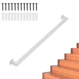 Junvstor Handläufe für Treppen, Rutschfester Treppengeländer-Handlauf mit Halterungen, Sicherheits-Haltegriff-Set für Wandtreppengeländer, 30–600 cm Treppenhandlauf aus Metall, Weiß(60cm)
