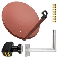 PremiumX Satelliten-Komplettanlage 80cm Satellitenschüssel Ziegelrot Quad LNB 8x F-Stecker
