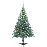 vidaXL Weihnachtsbaum Beschneit mit LEDs & Kugeln & Zapfen 150 cm